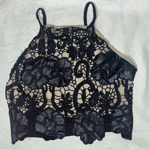 Charlotte Russe Black Floral Lace Crop Top